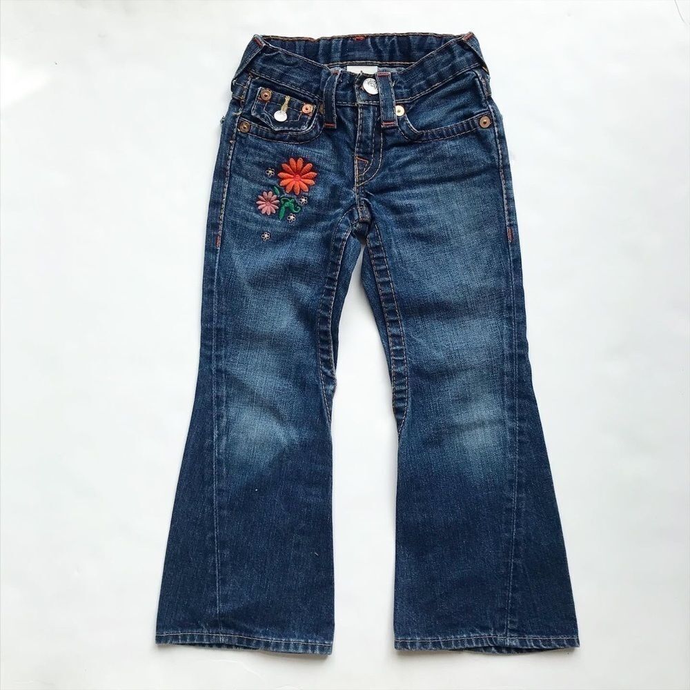 True Religion Joey embroidered flare jeans EUC 5T